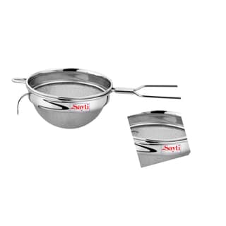 RK Sayti Stainless Steel Round Strainer, 304 Grade Double Mesh, Premium Polish, Large, Pack of 2