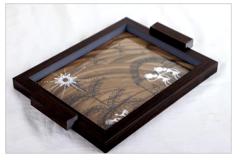 WARLI PAINTED SERVING TRAY view 3