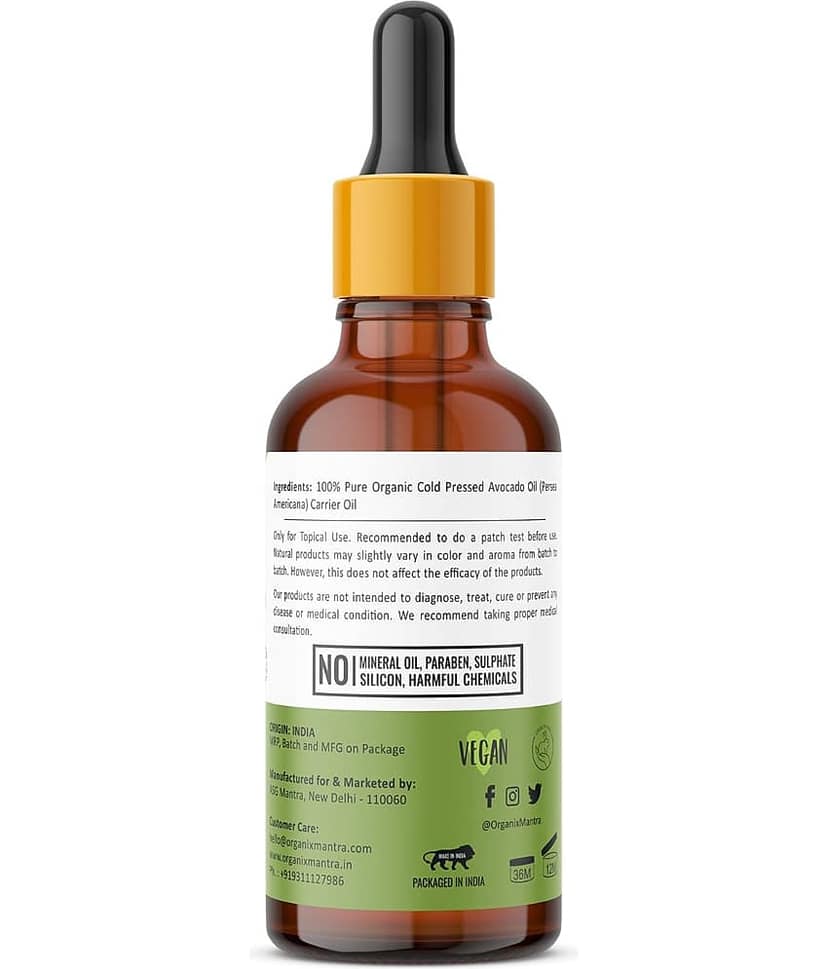 Organix Mantra Avocado Oil, 100% Pure, Natural & Cold Pressed Organic Oil, 30ML view 2