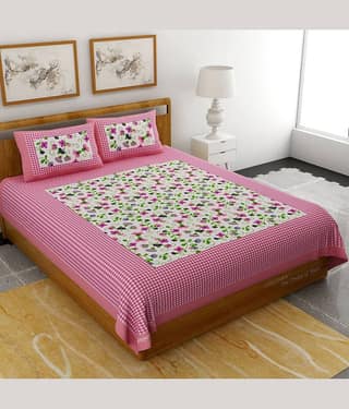 Bombay Spreads Cotton King Bedsheet ( Pink )