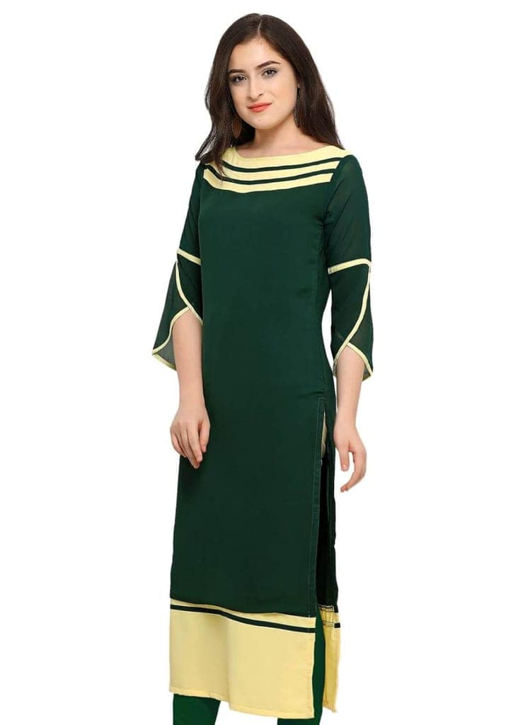 SHOPPING QUEEN Women Georgette Straight Kurta (A090_Green_XXXX-Large) view 5
