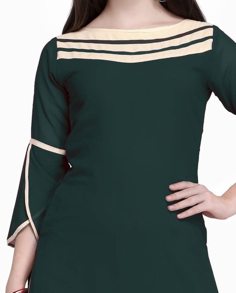 SHOPPING QUEEN Women Georgette Straight Kurta (A090_Green_XXXX-Large) view 6