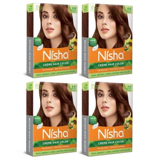 Nisha Creme Hair Color Natural Brown 40gm Pack of 4, Permanent Hair Color for Women Men, No Ammonia, 100% Grey Coverage