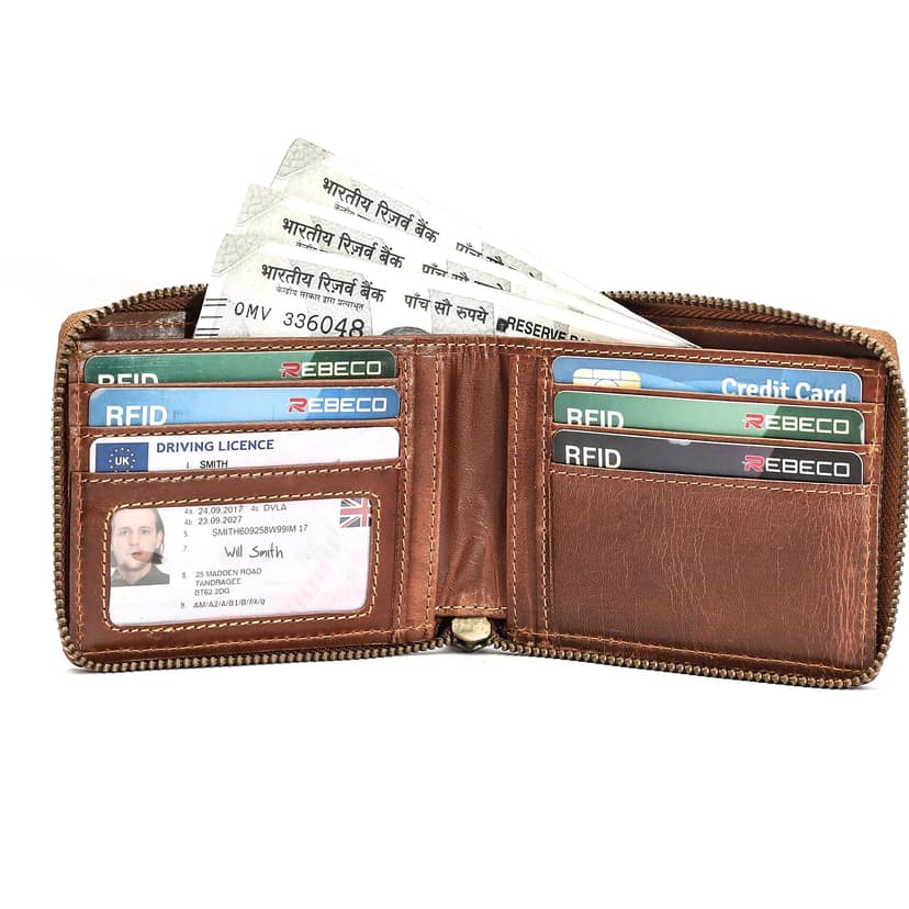 Vital King Men Travel Tan Genuine Leather RFID Wallet (12 Card Slots) view 4