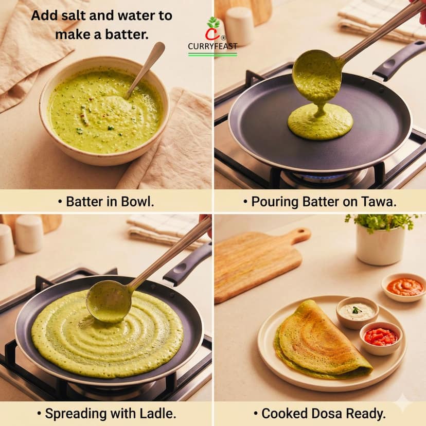 CURRYFEAST Sprouted Green Moong Flour / Sprouted Green Gram Flour / Instant Chiila Flour / Gluten Free / Super Healthy view 4