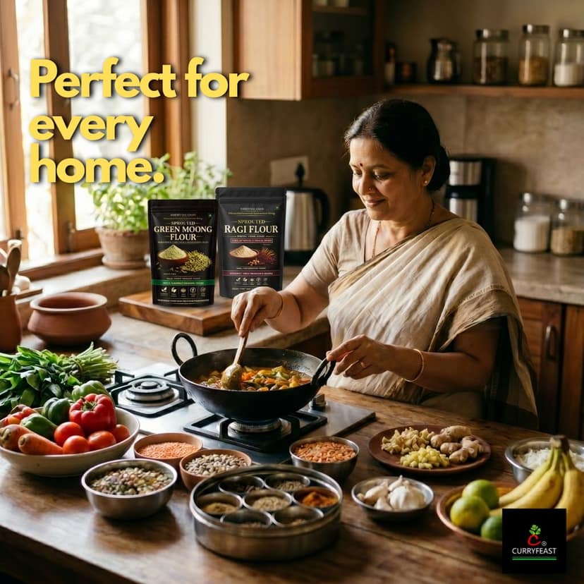 CURRYFEAST Sprouted Green Moong Flour / Sprouted Green Gram Flour / Instant Chiila Flour / Gluten Free / Super Healthy view 8