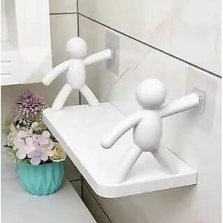 PASSION Wall Mounted Plastic Bathroom Shelf/Wall Shelf/Wall Mounted Shelf/Self Adhesive Shelf with 2 Self Adhesive Stickers (White) view 2
