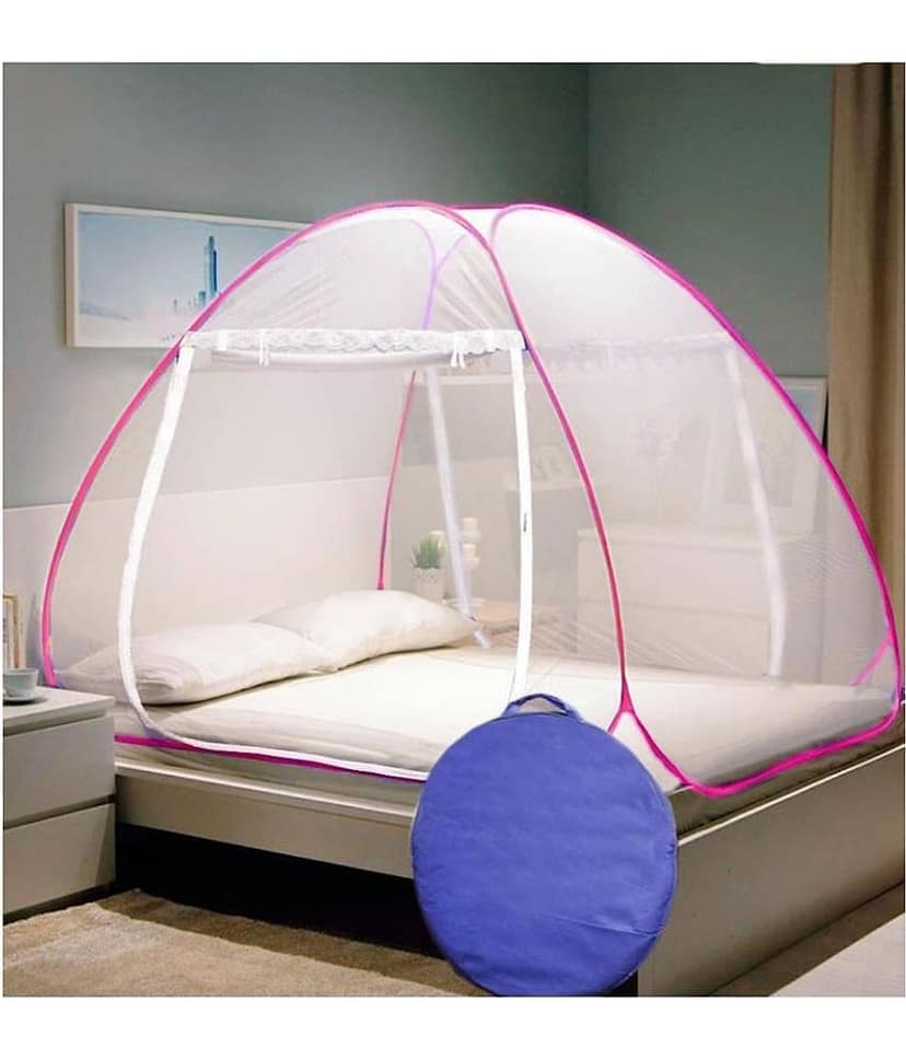 RIDDHI Double Pink Plain Mosquito Net, Machardani