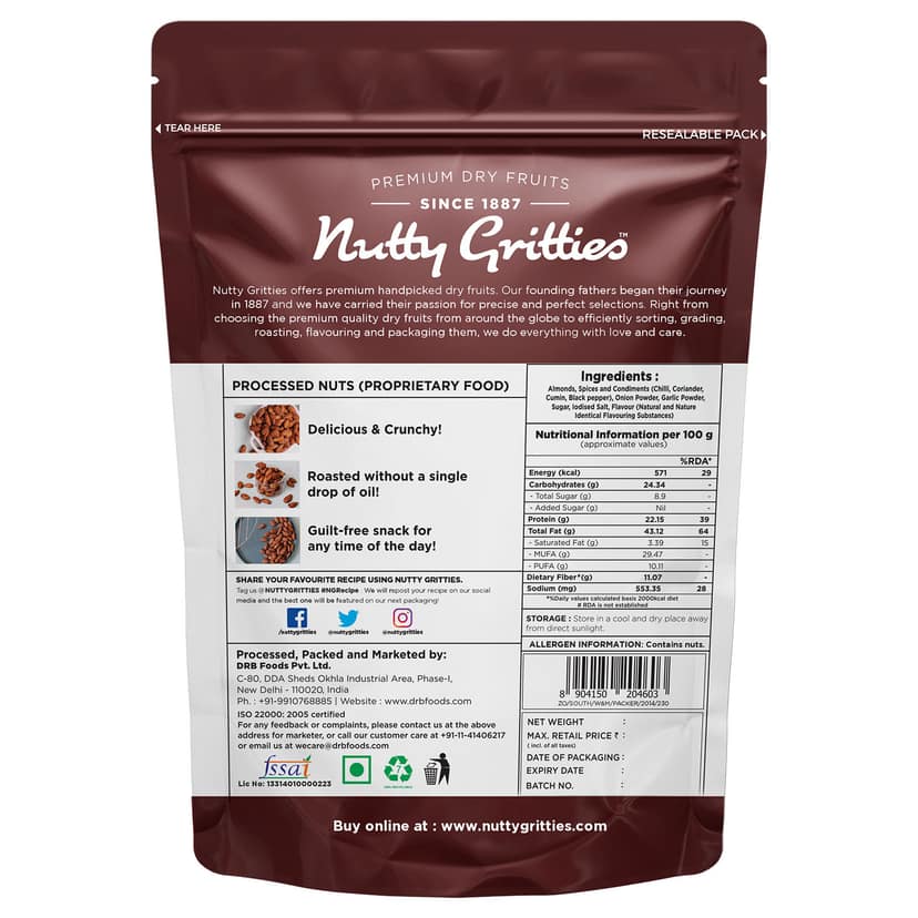Nutty Gritties Party Snacks Barbeque Almonds (BBQ), 200 gm view 2