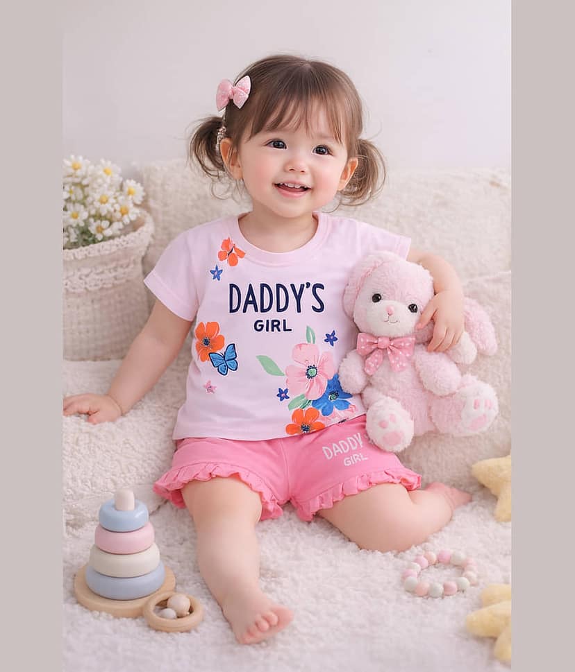 Todd N Teen Girls 100% Cotton T-shirt & Shorts Set ( Beige , Pack of 1 )