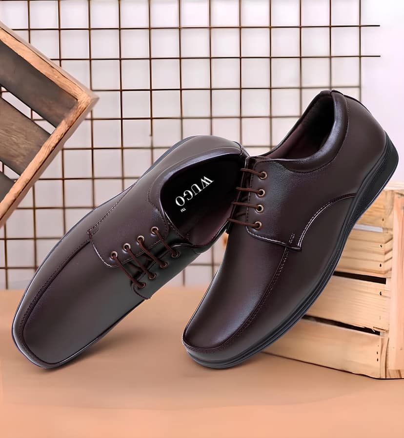 WUGO::Latest Men Brown Lace-Up Formal Shoes | Classic Office & Business Wear Footwear | Comfortable Premium Leather Shoes for Men & Boys view 5