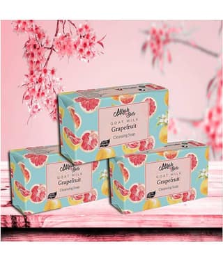 Mirah Belle - Organic Goat Milk, Grapefruit Cleansing Soap 125gm(Pack of 3) - For Oily, Pigmented & Blemished Skin- Handmade Soap 375gm
