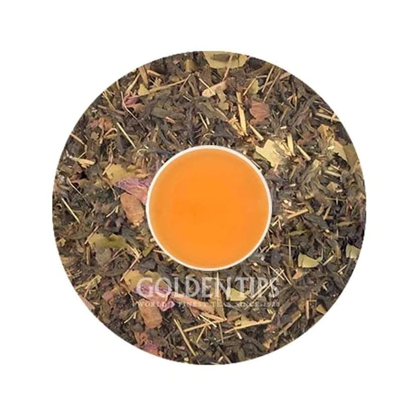 Golden Tips TEA | Healthy/Natural and Organic Loose Leaves Rose-Herb Green Tea Tin Can (100 Gram, 50 cups) view 3