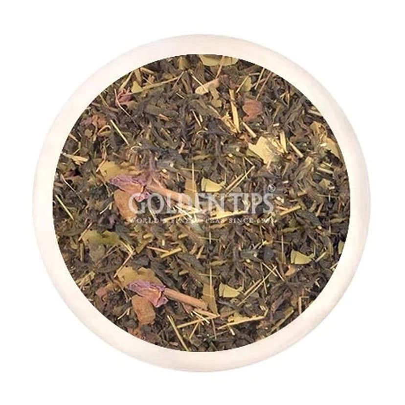 Golden Tips TEA | Healthy/Natural and Organic Loose Leaves Rose-Herb Green Tea Tin Can (100 Gram, 50 cups) view 4