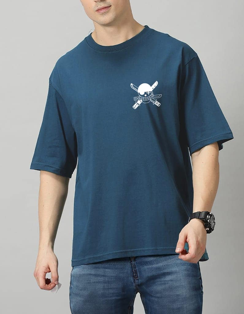 SCOTT FINCHER Men's One Piece Roronoa Zoro Wanted T-Shirt : AA(ARN)TBLUE_137 view 3