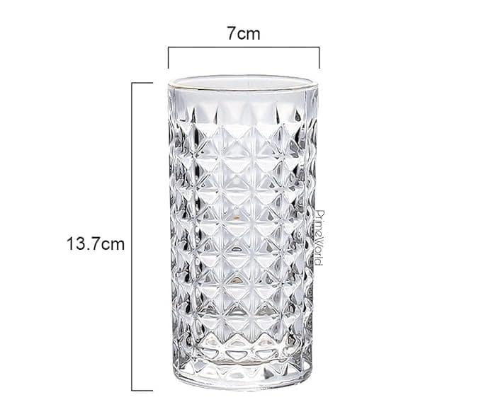 Premium 280 ml Diamond Water Glasses Tall Drinking Glasses for- Water, Juice, Colddrink, Mojito, Cocktail, Lead-Free, Perfect for Home, Restaurants and Parties view 2