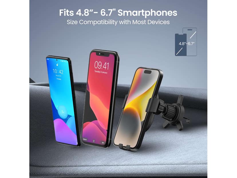 Portronics Charge Clamp 4 Wireless Car Charger with 15 Watts Fast Charging, AC Vent Mount, 360 Rotation, Strong Grip, Free Type-C Cable, Qi Charger for iPhone & Android Smartphones view 3