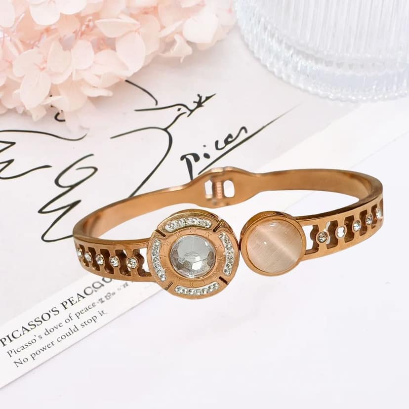 Jewleryklub Bracelet For Women Bangles For Women Anti Tarnish Stylish Adjustable Bracelet For Girls Rose Gold Kada For Women Accessories Anti Tarnish Jewellery Stainless Steel Cuff Bracelet Gifts view 2