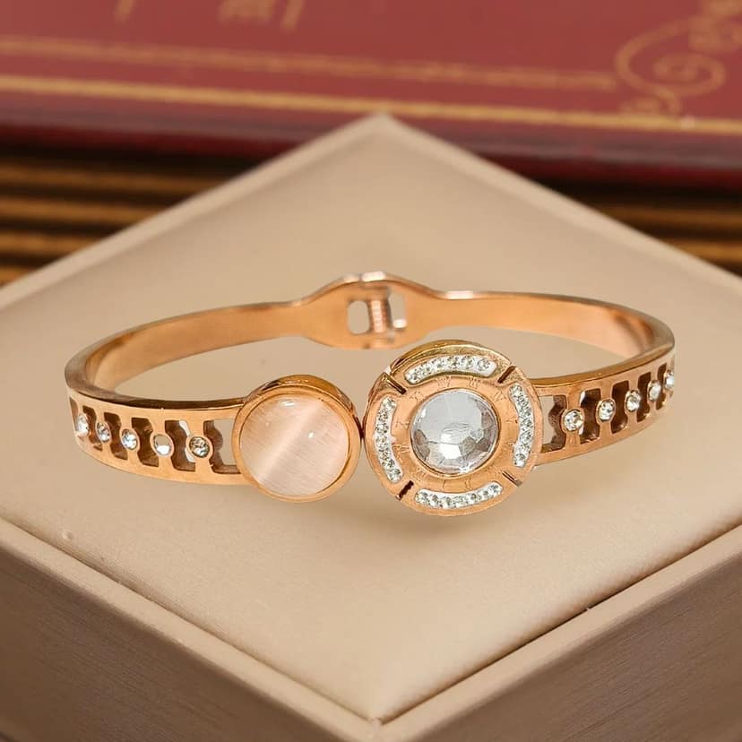 Jewleryklub Bracelet For Women Bangles For Women Anti Tarnish Stylish Adjustable Bracelet For Girls Rose Gold Kada For Women Accessories Anti Tarnish Jewellery Stainless Steel Cuff Bracelet Gifts view 3