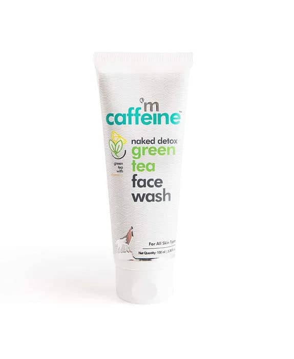 mCaffeine Vitamin C Green Tea Face Wash With Hyaluronic Acid - Dirt Removal Soap Free Face Cleanser, 100 gm