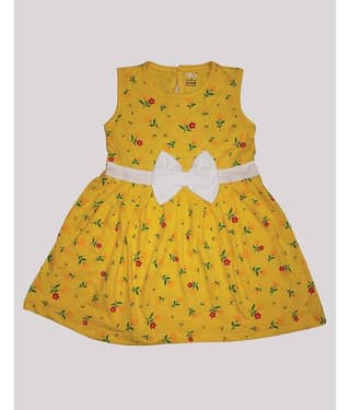 INFANT Cotton A-line Dress For Girls ( Pack of 1 , Yellow )