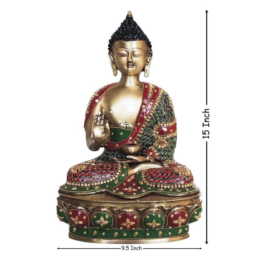 Brass Buddha Ji Idol - Handcrafted Divine Showpiece, Height : 15 Inch (BSMAS1547 G) view 2