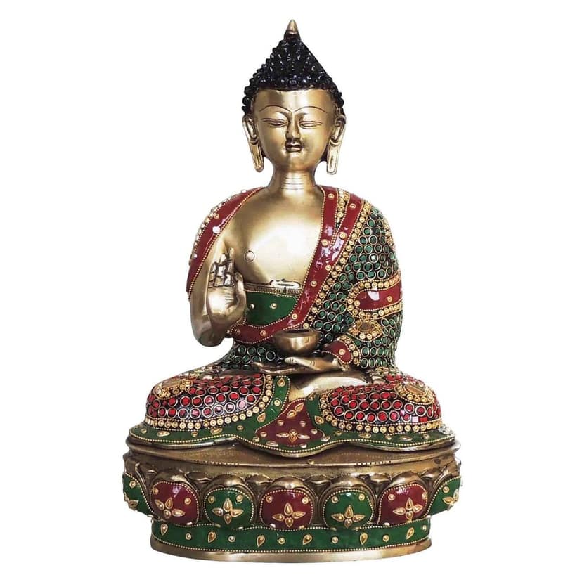 Brass Buddha Ji Idol - Handcrafted Divine Showpiece, Height : 15 Inch (BSMAS1547 G) view 3