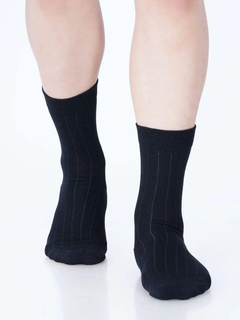 Cotton Rich Designer Socks for Men and Women - Rib Stripe (Black) view 2