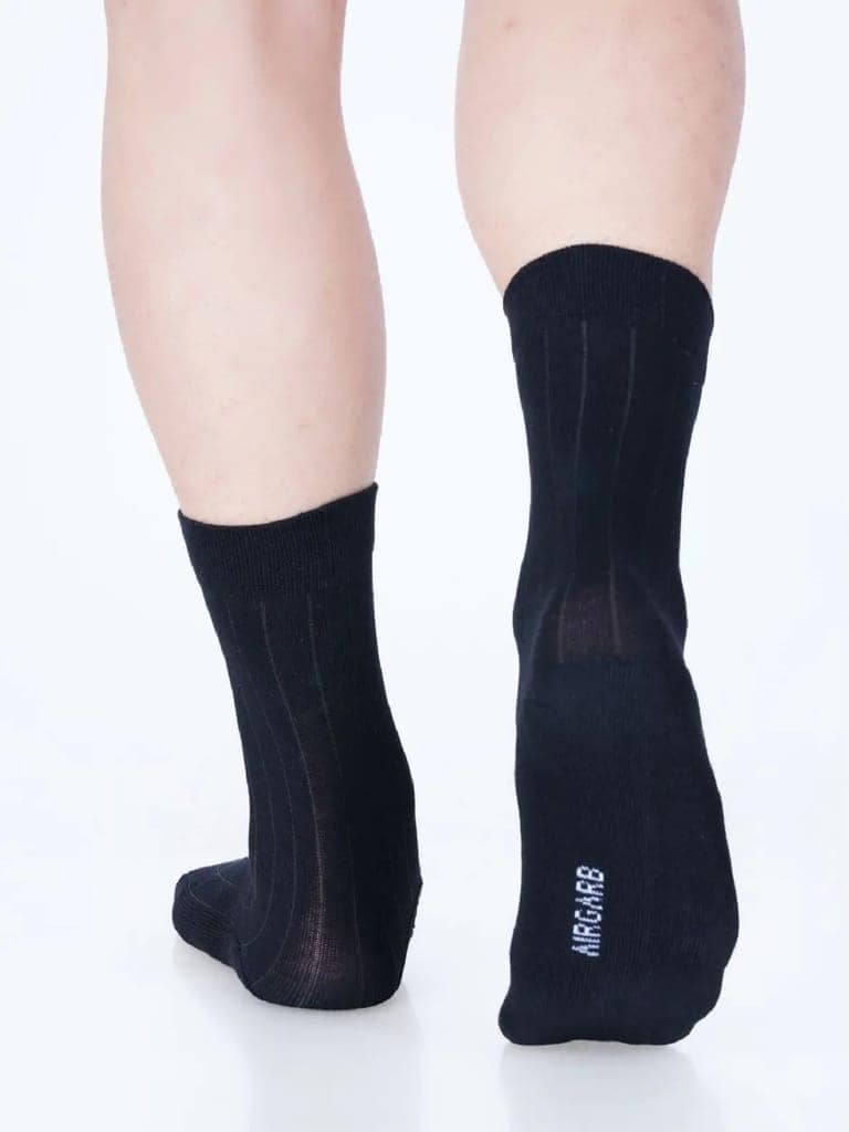 Cotton Rich Designer Socks for Men and Women - Rib Stripe (Black) view 3