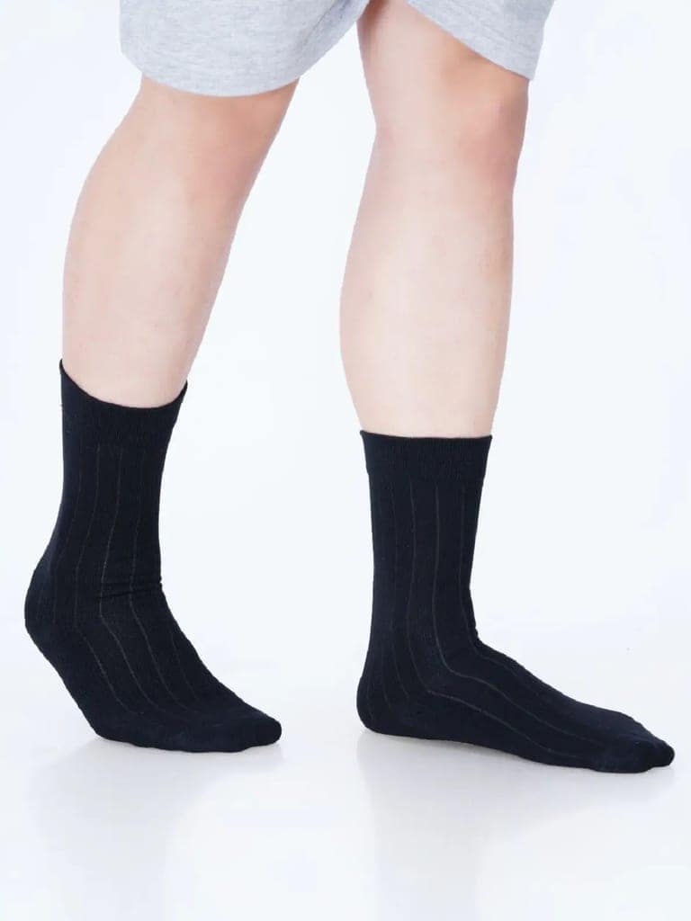Cotton Rich Designer Socks for Men and Women - Rib Stripe (Black) view 4