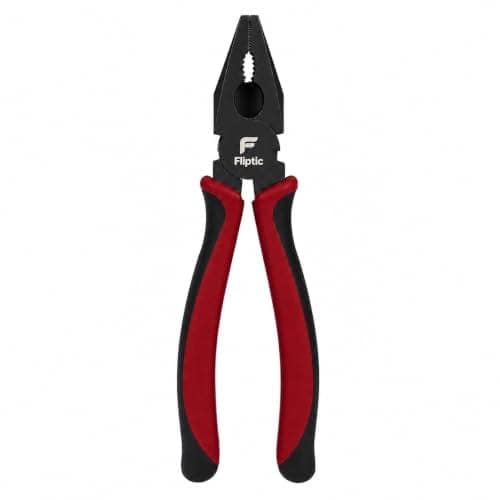 Fliptic 8 Inch Combination Plier Red | Heavy Duty C45 Steel Wire Cutting & Gripping Pliers | Full Body Hardened Anti-Rust Finish | Comfort Grip Hand Tool for Electrical, DIY & Professional Use view 2