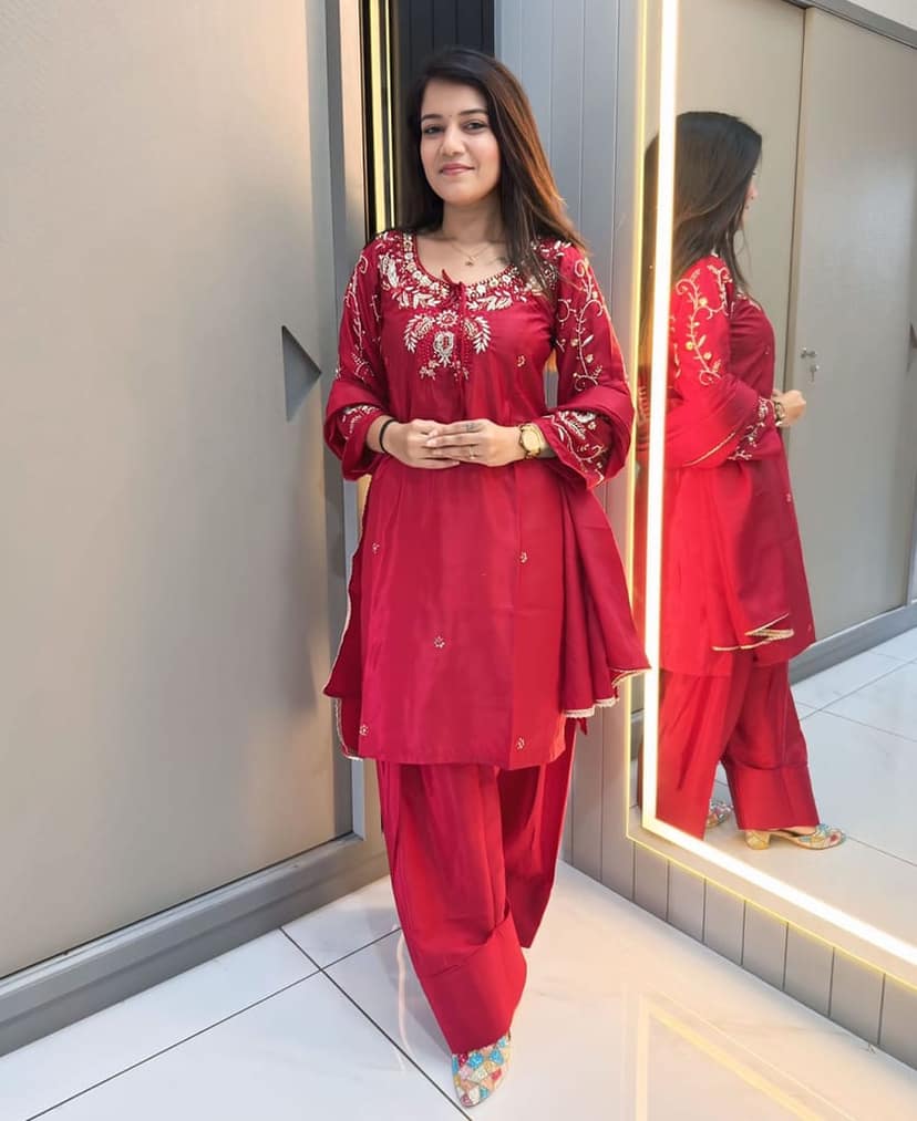 Pink Farshi Salwar Suit for Women Hand Embroidery Work