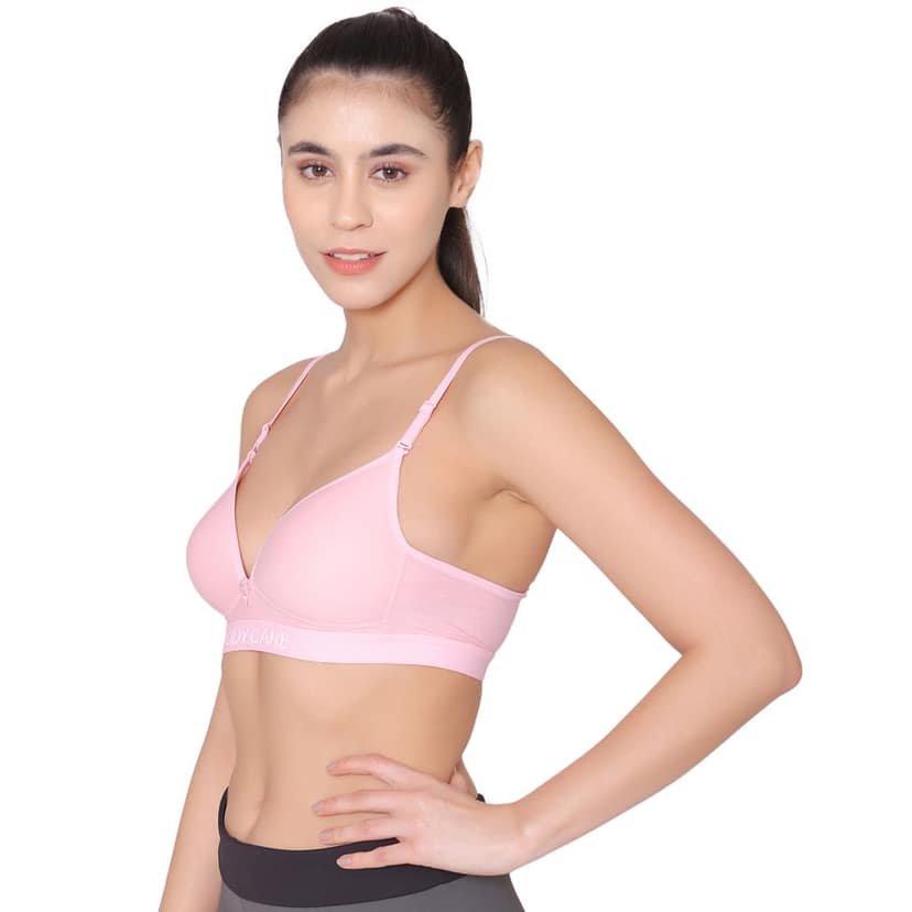 Bodycare Cotton Spandex Padded Non wired Tshirt Bra-Pack of 3 view 3