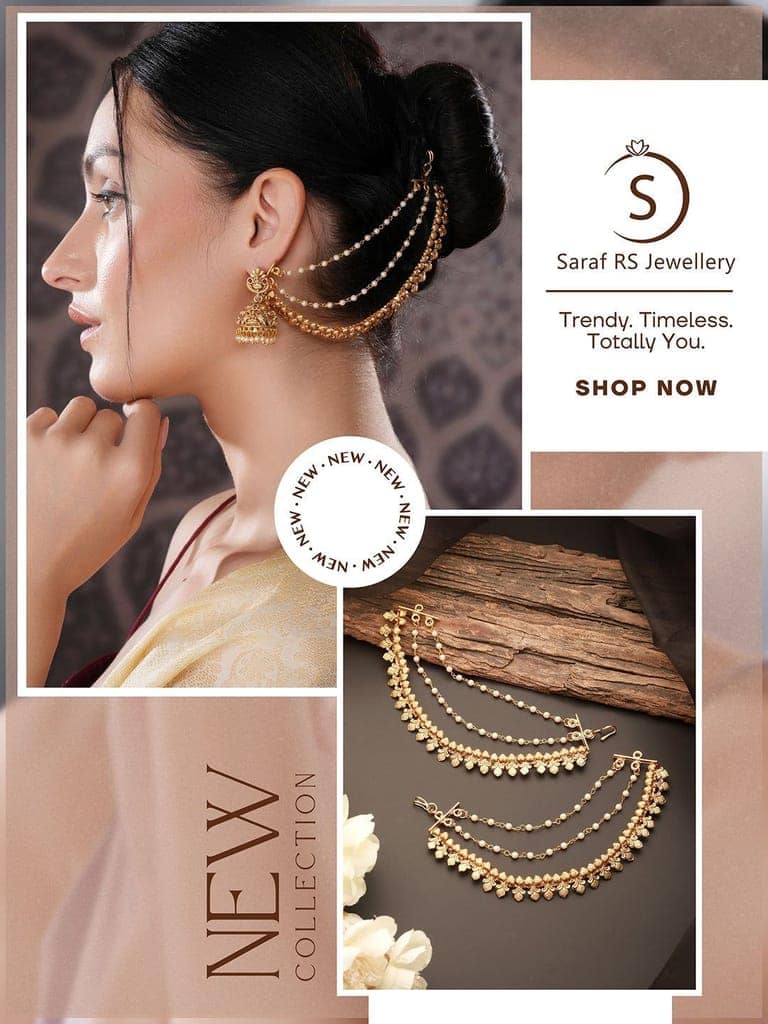 Gold Plated 3 Layered Pearls Matil Champaswaralu Temple Ear Chain Earrings view 8