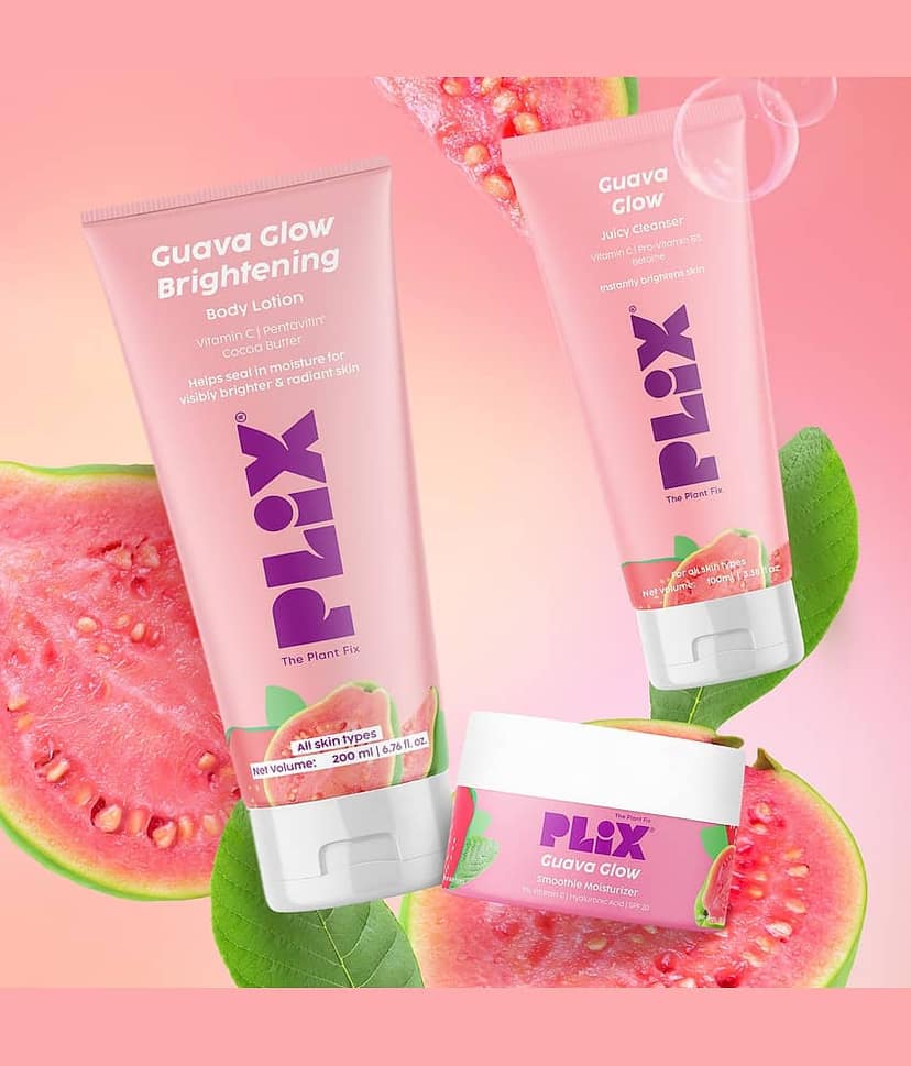 The Plant Fix Plix Guava Glow Skincare Combo Juicy Cleanser, Dewy Moisturizer & Body Lotion (3 Items in the set)