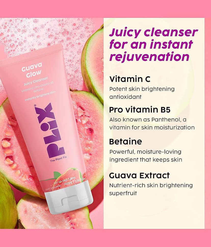 The Plant Fix Plix Guava Glow Skincare Combo Juicy Cleanser, Dewy Moisturizer & Body Lotion (3 Items in the set) view 2