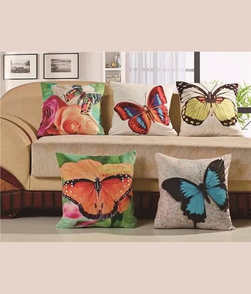 Home Solution Set of 5 Jute Abstract Square Cushion Cover (40X40)cm - Multi view 2