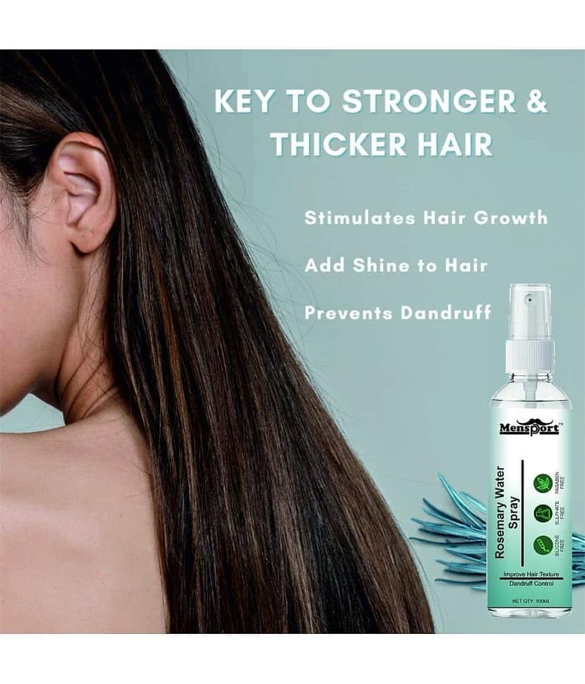 Mensport Rosemary Water | Hair Spray For Hair Regrowth 100ml, Face Glowing Serum (Nourish the Skin Texture) 30ml & Sunscreen Cream with SPF 50++ 100ml - Set of 3 Items view 2