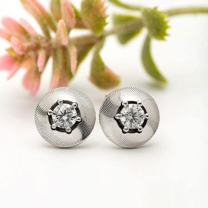 Silver Round Illusion Earrings view 3