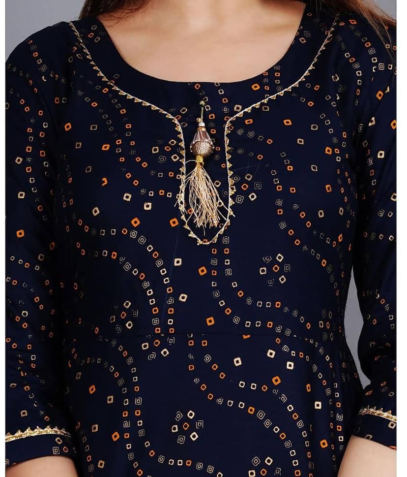 Smien - Blue Rayon Women's Flared Kurti ( Pack of 1 ) view 2
