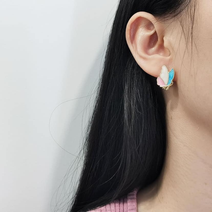 Vansh Pastel Butterfly Stud Earrings for Girls and Women view 5
