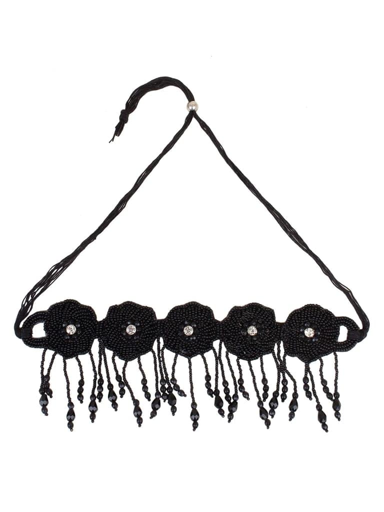 Cardinal Black Color Thread Weaving Geometric Design Floral Choker Necklace Set view 2