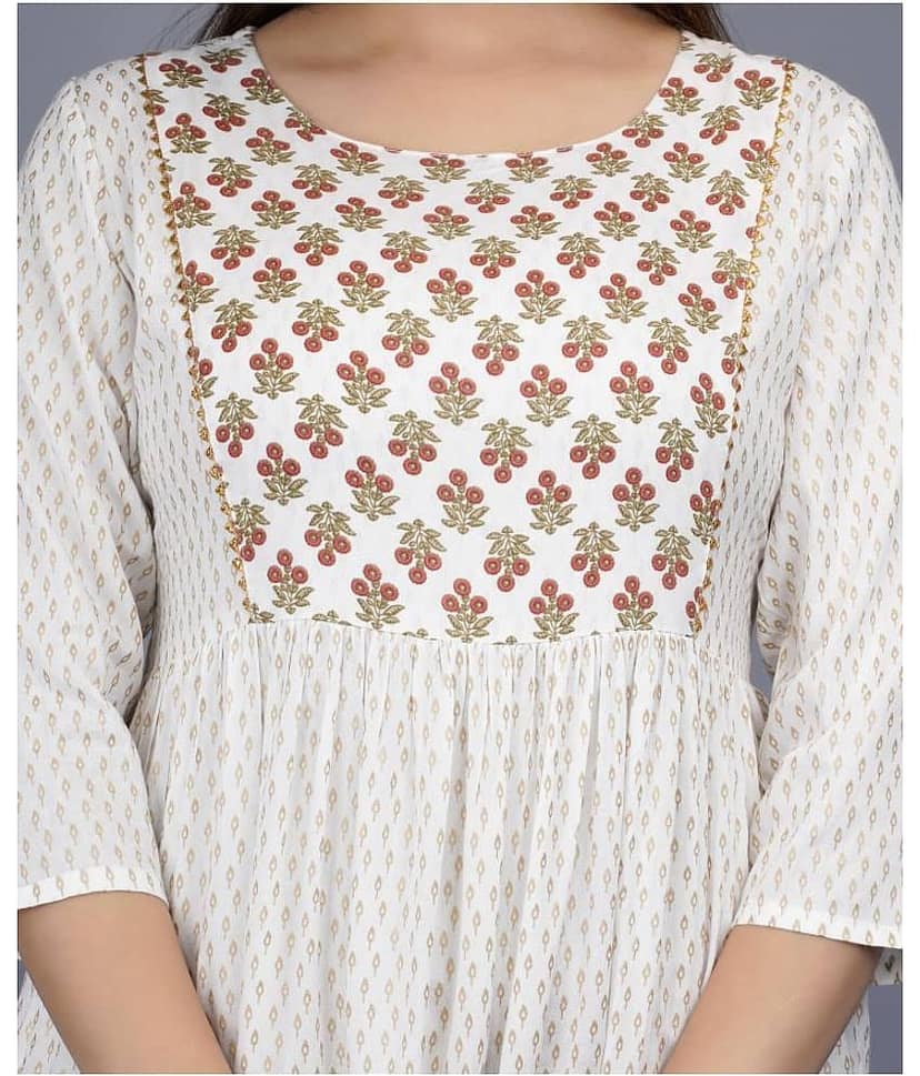 NUPITAL Rayon Printed Anarkali Women's Kurti - White ( Pack of 1 ) view 2