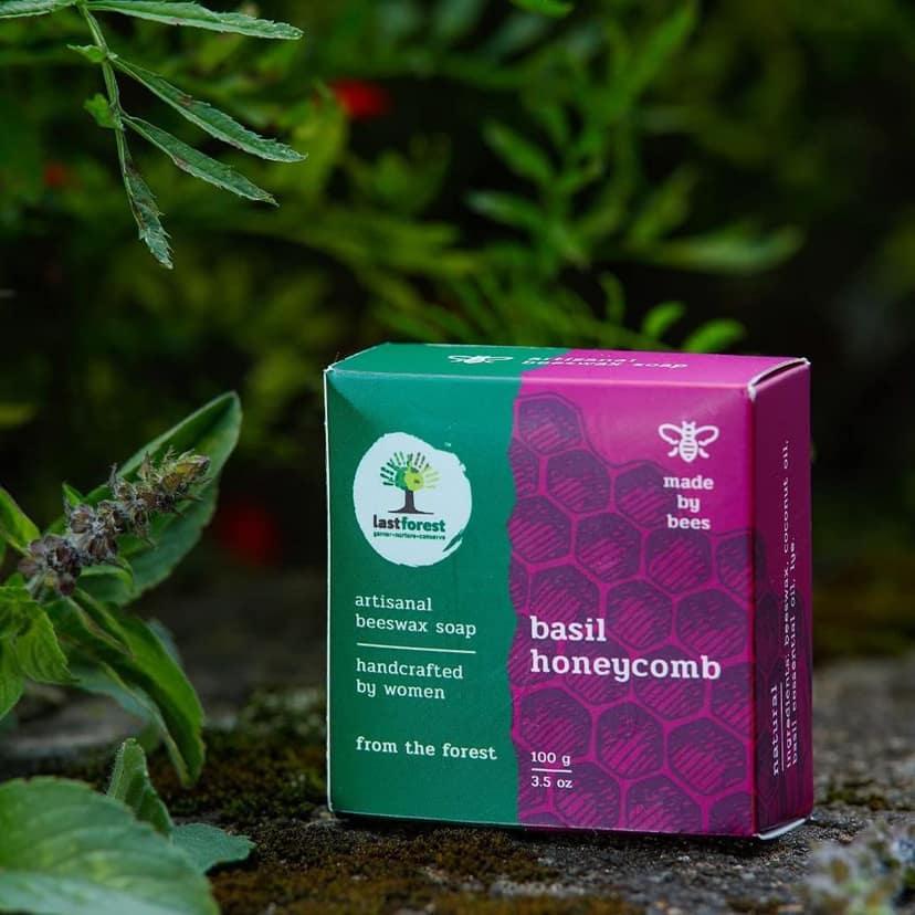 Last Forest Beeswax Soap (100gm), Herbal Bathing Soap for Glowing Skin, Handcrafted, Handmade, 100% Natural Ingredients, Moisturizing, Natural Beeswax, Bathing Soap for Men & Women (Basil) view 2