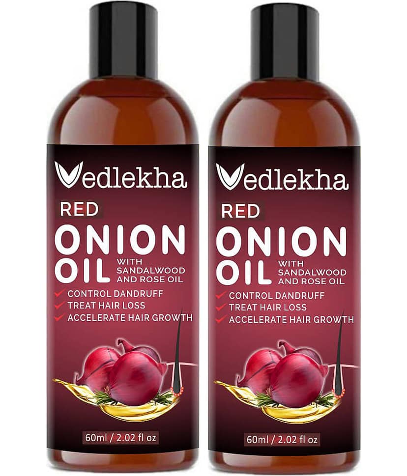 Vedlekha RED ONION OIL- Anti Hair Fall & , Hair Growth- 120 mL Pack of 2