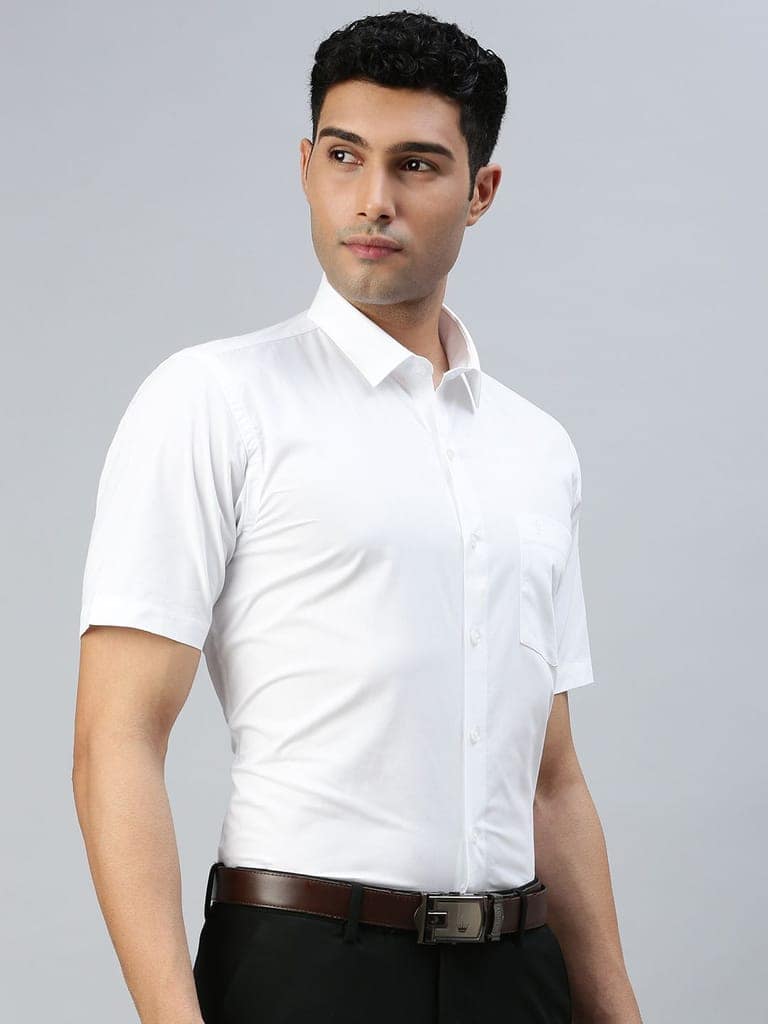Mens 100% Cotton White Half Sleeves Shirt Award view 3