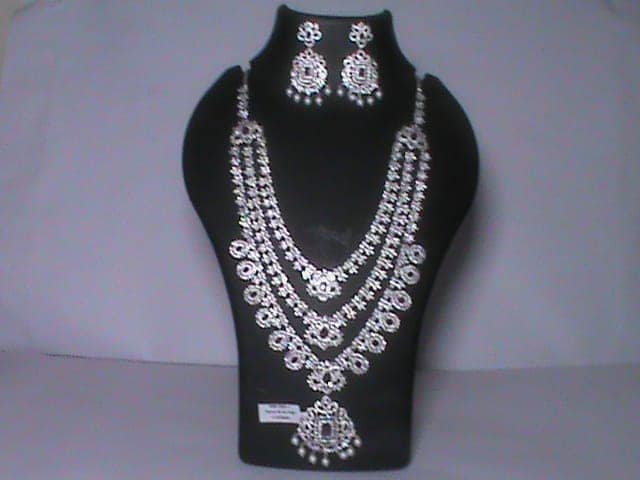 Stunning Silver Plated AD Stone Necklace Set with Earrings for Women view 4