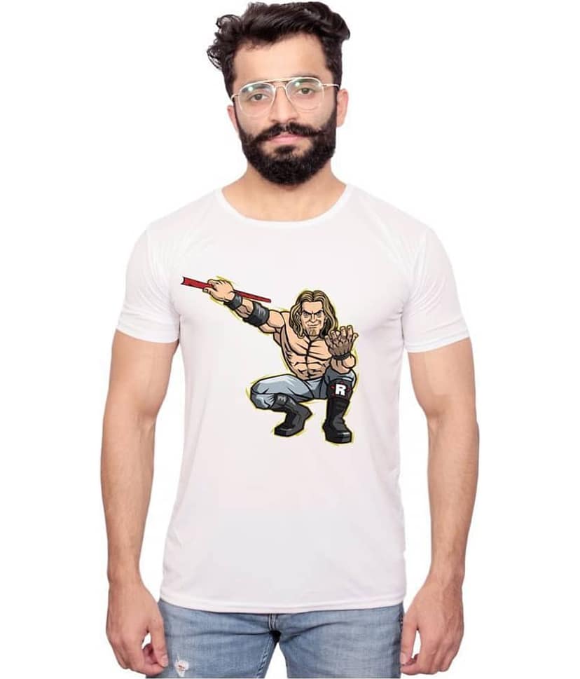 Nityanand Enterprises White Cotton Blend T-Shirt