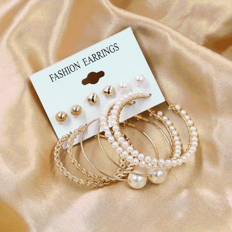 Pinapes Latest Stylish Design Metal Earrings for Women and Girls - Set of 6