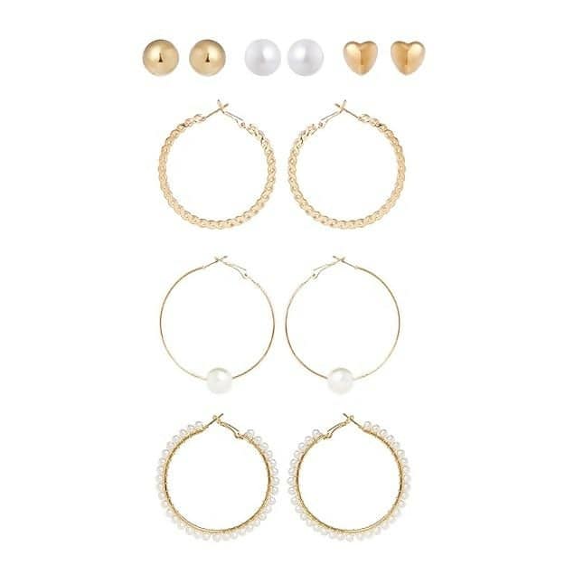 Pinapes Latest Stylish Design Metal Earrings for Women and Girls - Set of 6 view 2